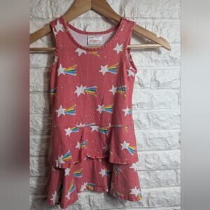 Hanna Andersson Coral Pink Shooting Star Dress Girls Size 4